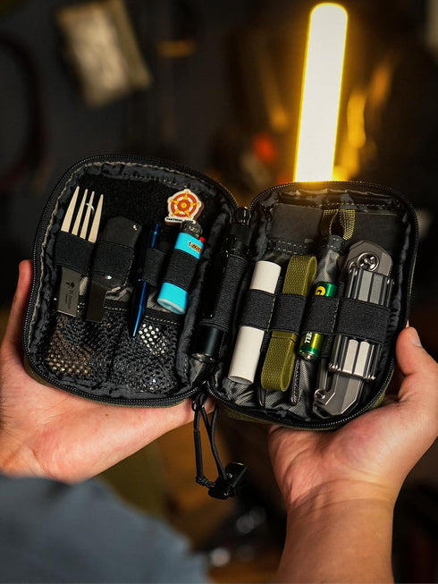 E4.0 TACTICAL GEEK Block EDC Compact Waist Pouch, Utility Pocket Organizer with Elastic Cord, Nylon Dual-Directional