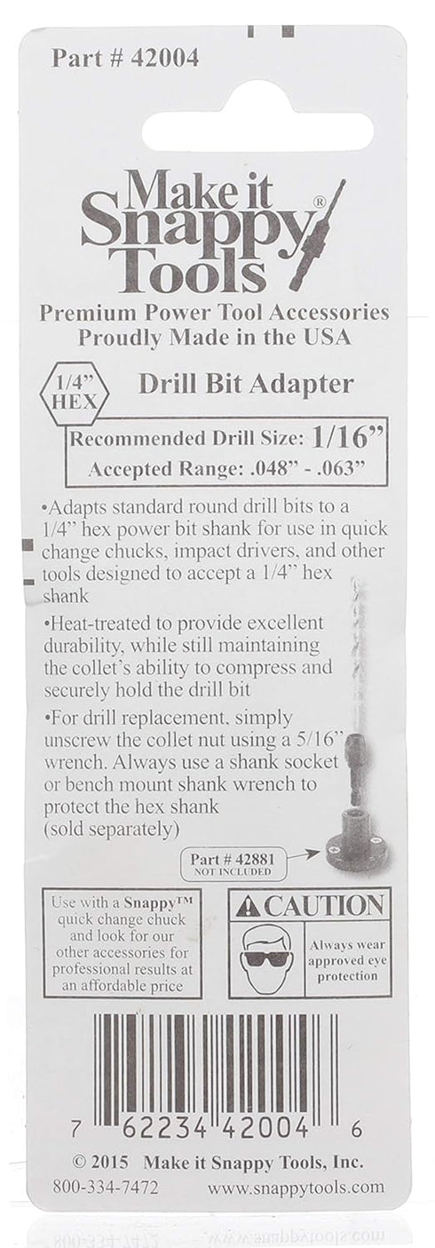 Make it Snappy Tools Quick Change Drill Bit Adapter, 1/16 Inch, #42004