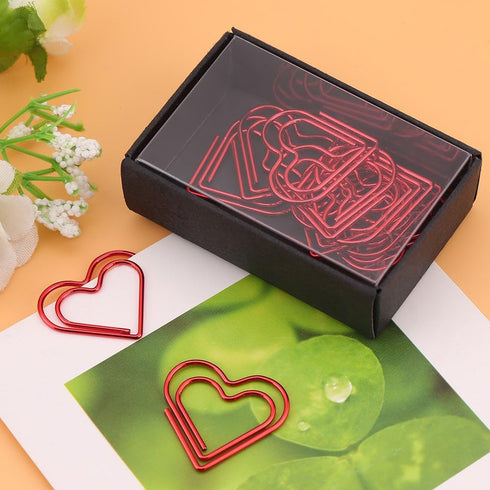 Heart Paper Clips, 12 Pieces Small Creative Cute Paperclips for Document Organizing, Office School Use