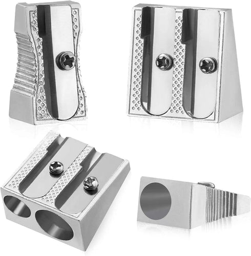 OFiSEXPT Metal Pencil Sharpeners, 4pcs Manual Double Hole Pencil Sharpener for Colored Graphite