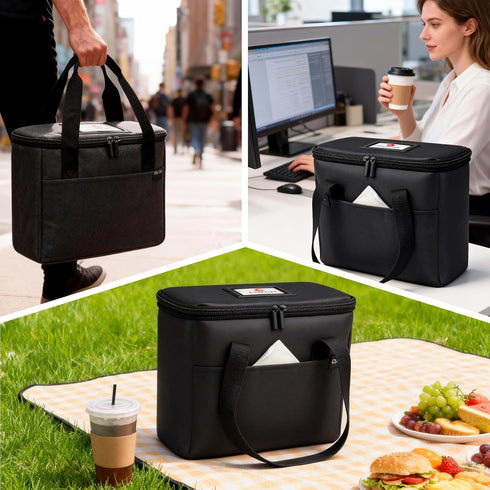 3 Reusable Cups Drink Carrier for Delivery with Adjustable Dividers, Insulated Drink Caddy, Beverages Carrier Tote Bag