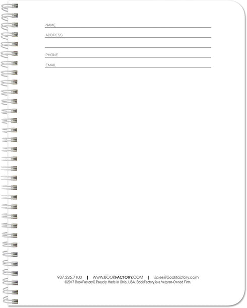 BookFactory Left-Handed Notebook, NotRight (Lefty) 120 Pages, 8.5'' x 11'', Wire-O