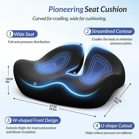 Tailbone Extra Large Memory Foam Seat Cushions for Office Chairs, Ergonomic Seat Cushion for Office Chair, Extra Large