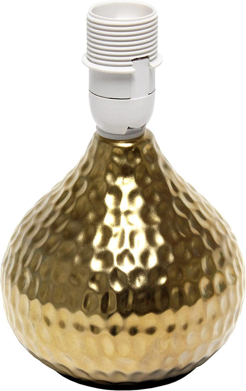 Simple Designs Mini Hammered Texture Gold Drip Table Lamp - LT2073-GDB with Black Shade for Home Decor