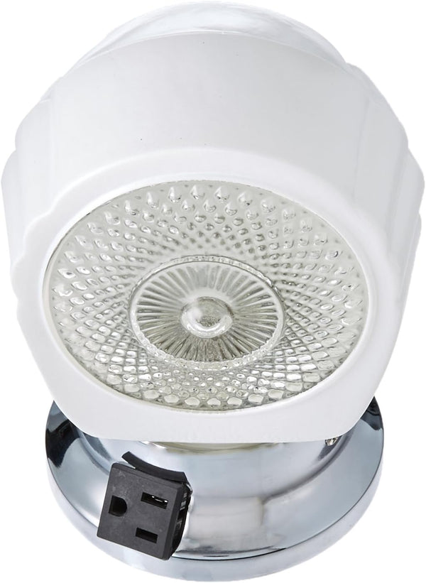 Nuvo SF77/121B Chrome Bath Shade With White/Crystal Bottom Glass With Convenience Outlet