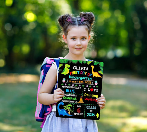 WaaHome First & Last Day of School Chalkboard Sign - 9"x12" Double Sided Board for Kids Supplies