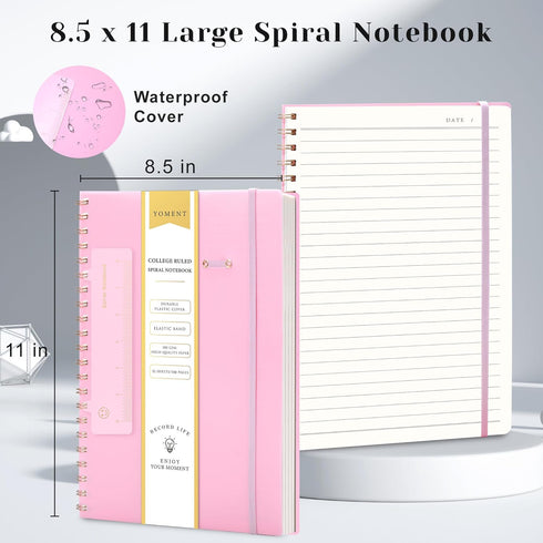 Yoment Spiral Notebook 8.5 x 11 A4 Large Notebooks for Work College Ruled Journaling Notebooks, 100 GSM Paper, Spiral Bound Journal for School Note Taking Writing, A4 Pink by Yoment