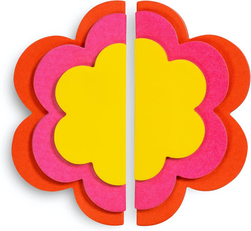 ban.do Yellow/Pink/Red Flower-Shaped Sticky Notes, Fun Office Supplies Set includes 6 Sticky Note Pads and 300 Sheets