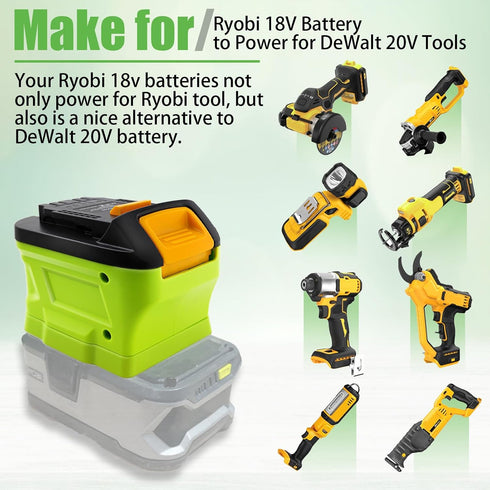 ZDTZ Battery Adapter for Ryobi 18V to Dewalt 20V Max Battery Conversion