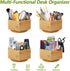 Marbrasse Bamboo Art Supply Organizer, Rotating Pencil Pen Holder for Office Supplies