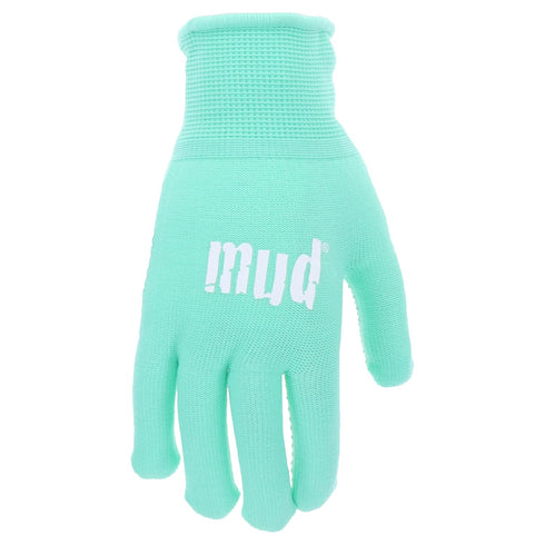 MUD Women's Everyday Mini-Dot Palm Garden Gloves, 2 PK, Lightweight Nylon Knit, Saffron & Mint Colored, Medium/Large