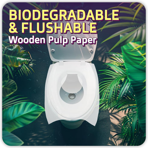 FIFCO 50 Pcs Disposable Toilet Seat Cover - Biodegradable and Flushable Toilet Seat Liners for Public Toilets | Compact