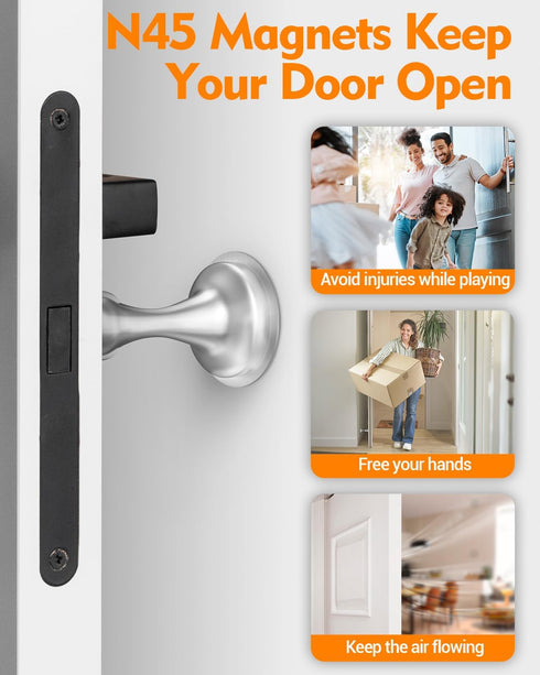 Door Stoppers, Magnetic Door Stop - Stainless Steel, 2 Pack with Double-Sided Adhesive Tape