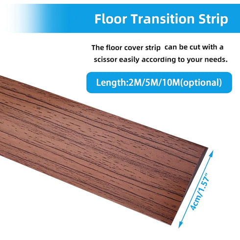 Floor Transition Strip, Self Adhesive Laminate Cover Strips, 1.57" Flat Vinyl for Tile and Wood Joins