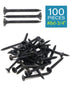 100pcs #6 x 1-3/4" Flat Head Phillips Drywall Screws, Carbon Steel 1022A, Black Phosphate