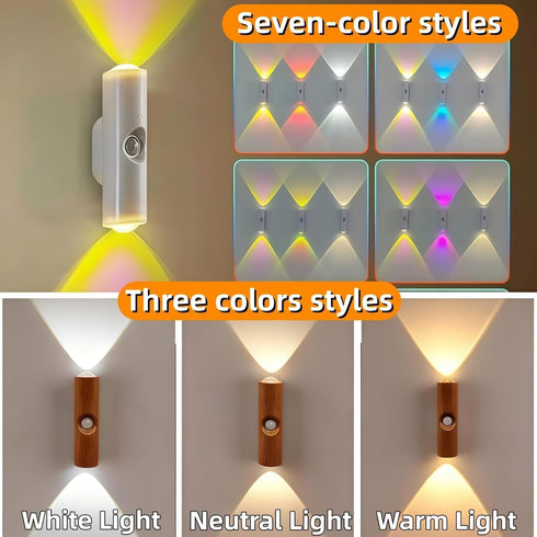 Generic (Black,3 Rechargeable Smart LED Motion Sensor Ambient Light, Smart Sensor Magnetic Dynamic RGB LED Light