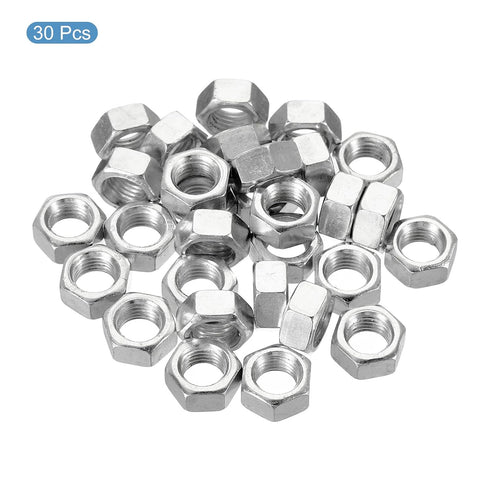 PATIKIL M8 1.0 30 Pack 6mm x Steel Hex Nuts, Metric Thread Zinc Plated Finished Hardware Nuts Screw Bolt Fasteners