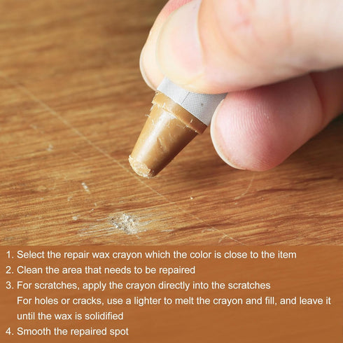 5 uxcell Furniture Repair Wood Markers, Pcs Walnut Touch Up Filler Sticks, Wood Wax Pen Crayons for Scratches, Wood