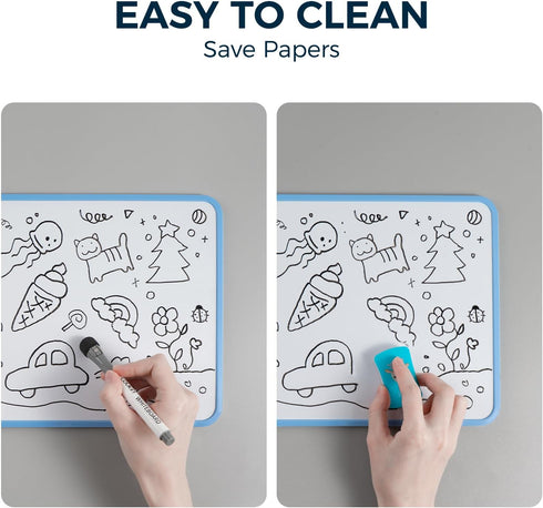 LOUKIN Small 9 x 12 Inch Dry Erase Lapboard, Double Sided (Ruled/Plain), Mini Magnetic Whiteboard Set