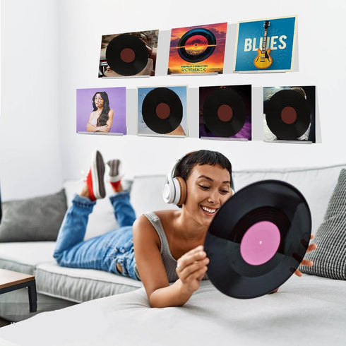 Vinyl Record Holder Storage Wall Mount Shelves, Clear Acrylic CD Rack, 8 Pack for Music Album Display and Kids Bookshelf