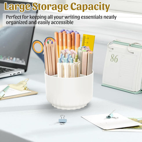 Desk Organizer, Minimalist Modern Design Pen Holder for Desk 360°Rotating Office Accessories with 5 Compartments