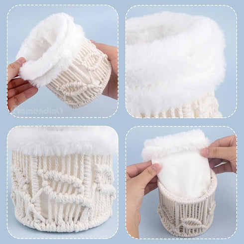Framendino, Glasses Holder with Plush Lining, Scratch Resistant, Soft Macrame Protective Glasses Stand for Bedside Desk