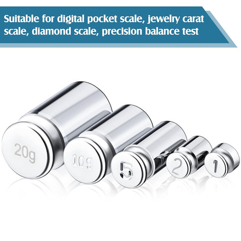 TOODOO Gram Set for Digital Scale Balance, 1g 2g 5g 10g 20g and 1 Piece Calibration Weight Tweezer