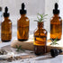 AOZITA Set of 4, 1 oz Eye Dropper Bottles with 1 Stainless Steel Funnel & 4 Labels - 30ml Dark Amber Glass