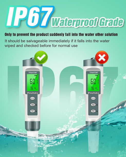 3-in-1 0.01 0-14 pH Meter, TDS Meter Digital Water Tester with High Precision, Water Tester for Drinking Water with pH