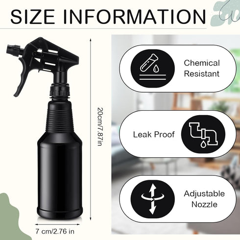 3 Pack 17 oz Honeydak Plastic Spray Bottles Black Heavy Duty Opaque Spray Bottles UV Light Blocking Refillable Reusable