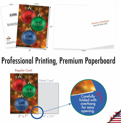 NobleWorks Funny Christmas Greeting Card, 5 x 7 Inch Envelope, Merry Christmas Holiday, 1 Card