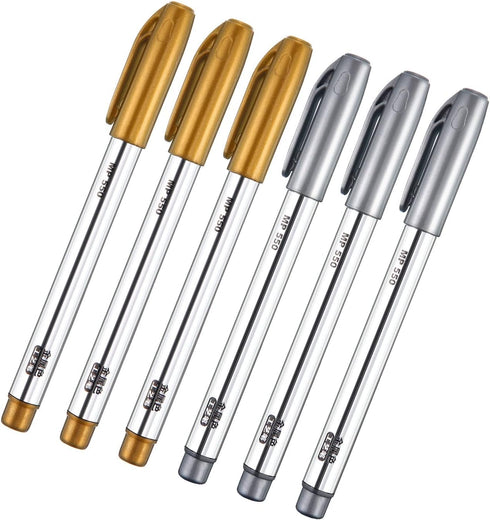 Gold and Silver Metallic Marker Pens, 1.5mm Permanent Markers for Cards Writing Signature Lettering