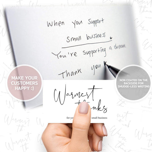 Thank You Cards for Small Business – Elegant Design with Warmest Thanks – 3.5 x 2 Inches, 100 pcs, 300GSM Card Stock