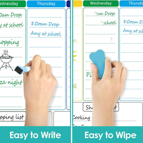 MaxGear Weekly Dry Erase Board - Magnetic Calendar Whiteboard Planner for Fridge, 17"x12" with Markers and Eraser