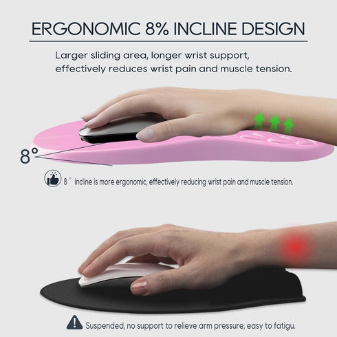 HunDun Ergonomic Mouse Pad Wrist Support, Wrist Rest Mousepad for Carpal Tunnel Pain Relief with Integrated Memory Foam