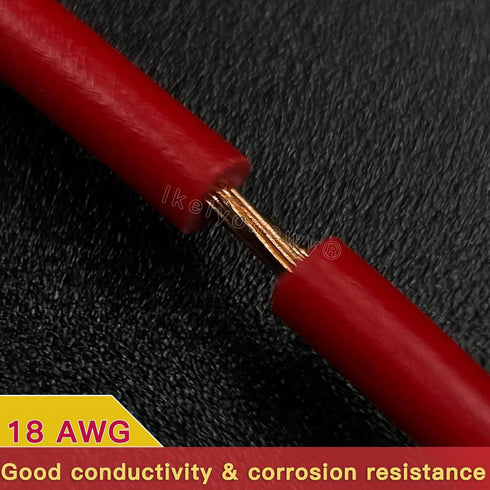 6.3mm Quick Female Spade Wire 18 Awg Splice Connectors Speaker Single Head Crimp Terminal Insulation Sleeve with Red and Black Wires Assortment Kit(25 Each Red and Black)