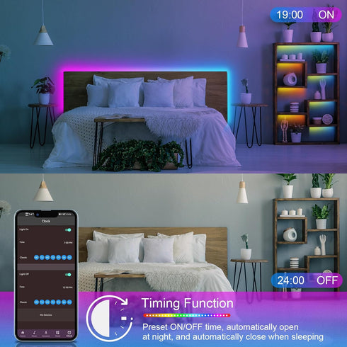 100ft HBOWMDJIA Led Lights for Bedroom, Led Strip Lights Music Sync Corlor Changing, Led Light Strip with Remote & App