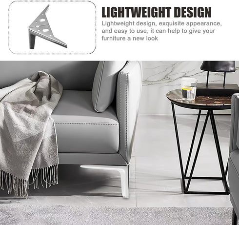 4pcs NUOBESTY Metal Furniture Support Legs Sofa Cabinet Dresser Steel Legs Silver Finish Bedside Table Replacement Feet