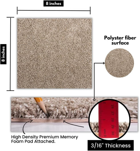 Smart Squares Easy Street Carpet Tiles, 8x8 Inch, Soft Padded, Peel and Stick for Easy DIY Installation