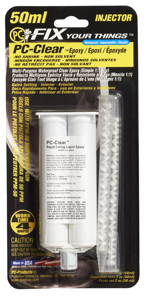 PC Products PC-Clear Epoxy Adhesive Liquid, 50ml Cartridge, Clear 75005