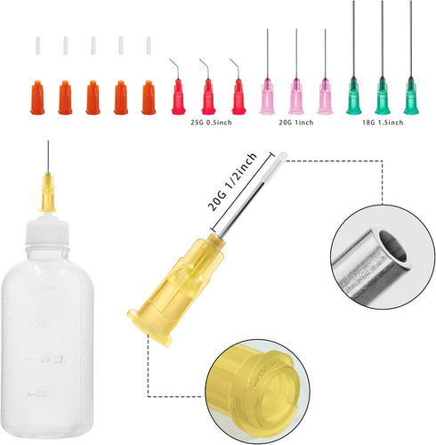 100ml Precision Tip Applicator Bottle with Blunt Tip Needle and Cap, 18G 20G 25G Needle Tip Squeeze Bottle