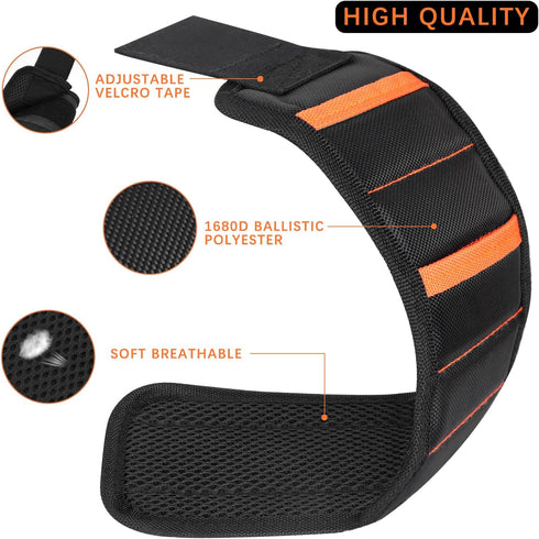 Magnetic Wristband with 15 Strong Magnets for Holding Screws, Nails, Drill Bits, Perfect Tool Gift for Dad, Husband, Handyman or Handywoman, Unique Stocking Stuffers for Men by Josetty
