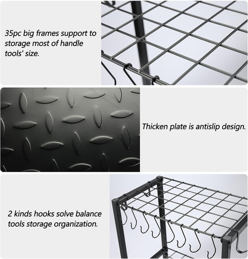 YueTong Garden Tool Organizer Heavy Duty, Yard Tool Tower Rack for Long Handle Tools, All Metal