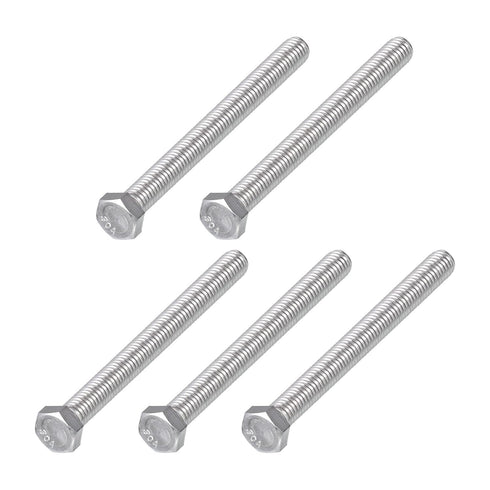 Hex Bolts 5Pcs (3/8-16x4"), 304 Stainless Steel Fully Threaded Hex Head Screws for Furniture Repair, Silver