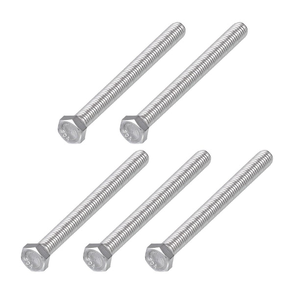 Hex Bolts 5Pcs (3/8-16x4"), 304 Stainless Steel Fully Threaded Hex Head Screws for Furniture Repair, Silver