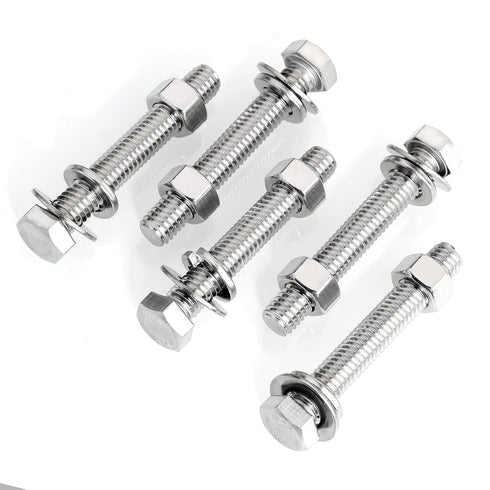 (5 Sets) 3/8-16x2-1/2" Hex Head Stainless Steel Bolts and Nuts, Fully Threaded 304 Stainless Steel 18-8
