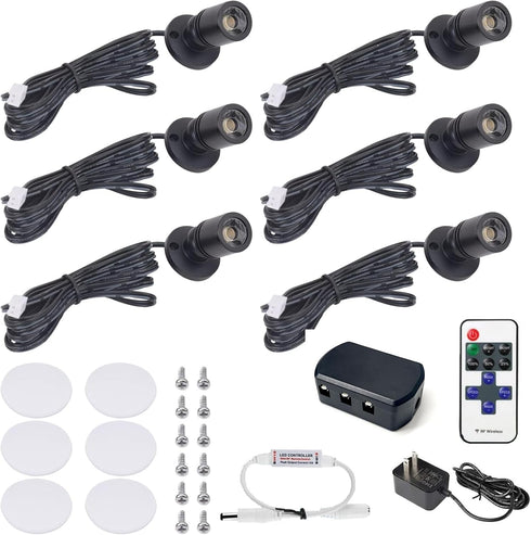 DEDC 6pcs LED Mini Spot Light, 3000K Spotlights with RF Dimmer, Art Picture
