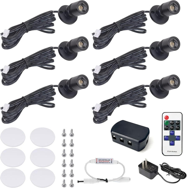 DEDC 6pcs LED Mini Spot Light, 3000K Spotlights with RF Dimmer, Art Picture