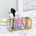NIUBEE Acrylic Pen Holder, 4 Compartments, Gold Copper Border Pencil Organizer Cup for Desk Accessory Storage