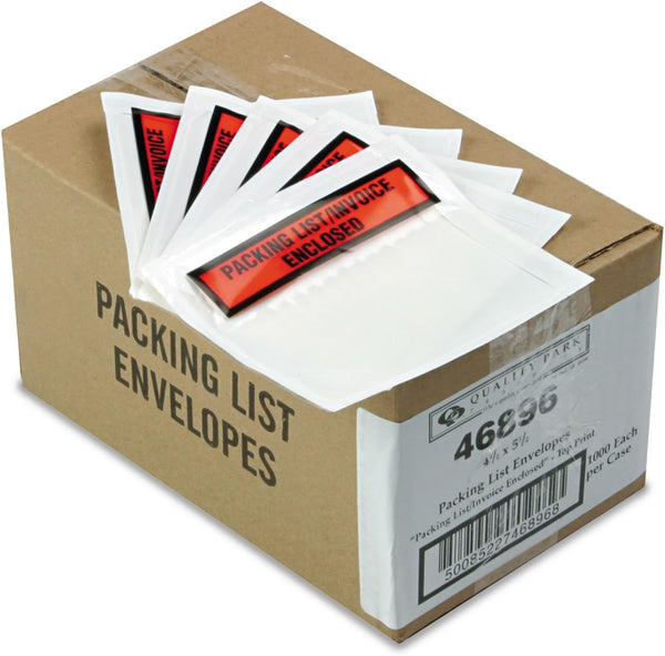 Quality Park Self-Adhesive Packing List Envelope, Clear, 5.5 x 4.5, 1,000 per Case (46896)